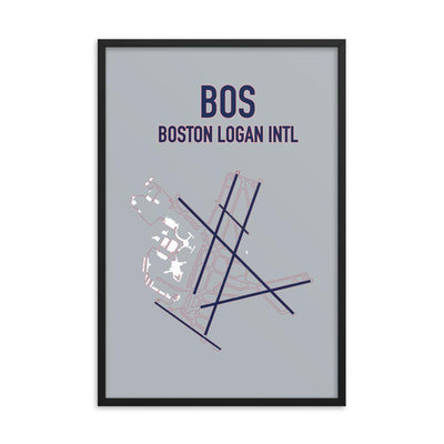 Boston Airport Code Framed Poster (Redsox and Patriots Colors) - RadarContact