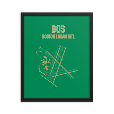 Boston Airport Code Framed Poster (Celtics Colors) - RadarContact
