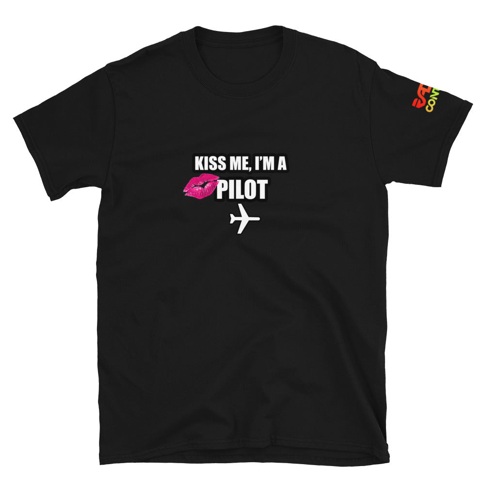 Kiss Me I'm a Pilot Unisex T-Shirt Pink Lips - RadarContact