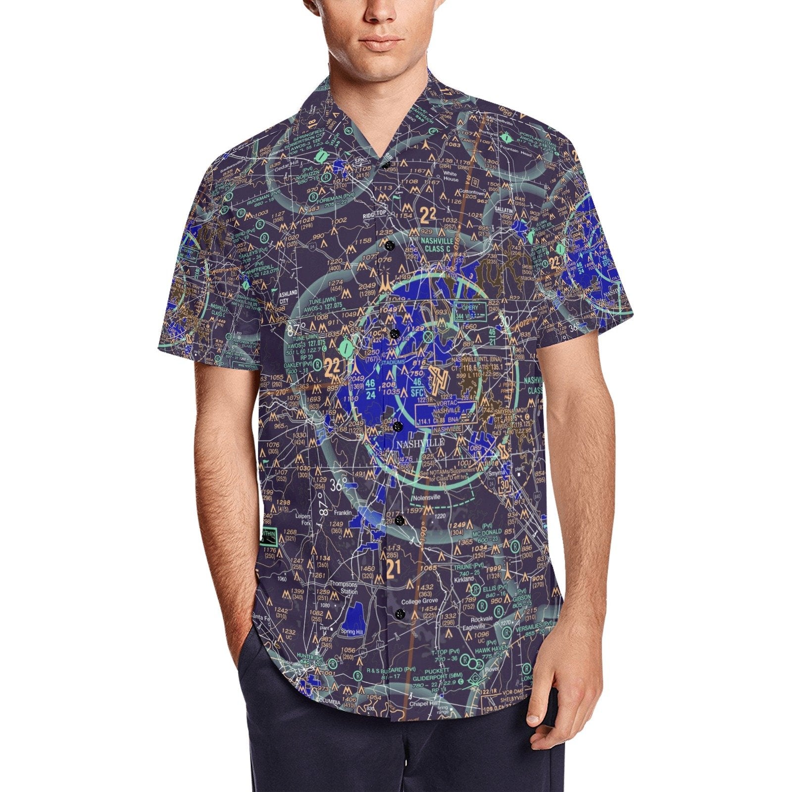 Make Your Own Men's Airspace Button Up Short Sleeve Shirt - RadarContact