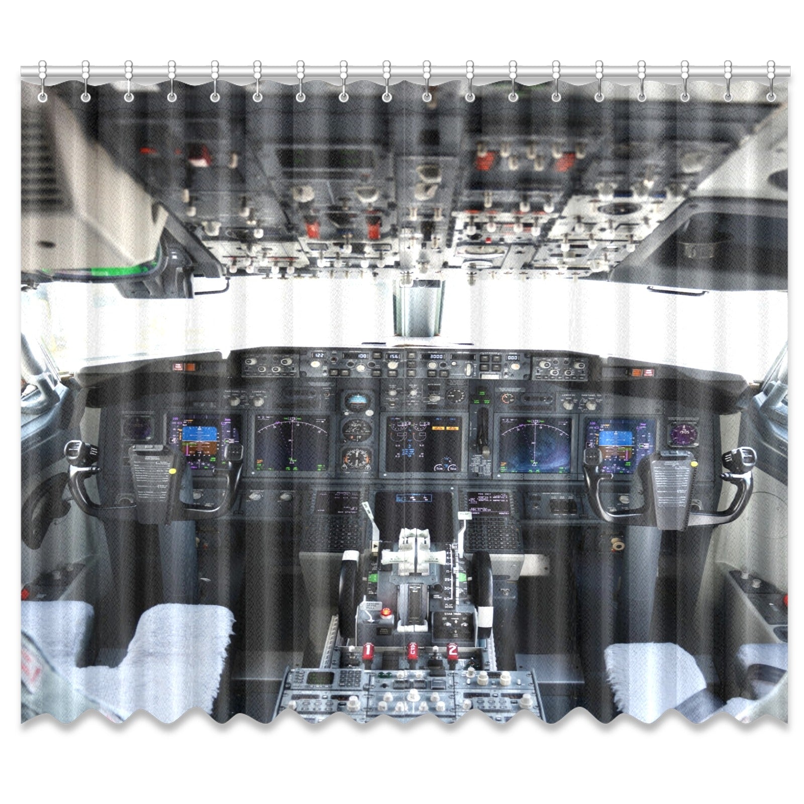 737 Cockpit Large Curtain Window Curtains (Two Piece) - RadarContact