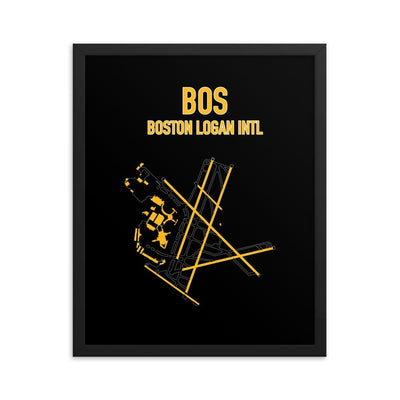 Boston Airport Code Framed Poster (Bruins Colors) - RadarContact