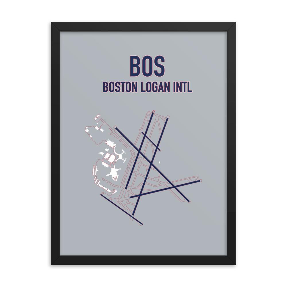 Boston Airport Code Framed Poster (Redsox and Patriots Colors) - RadarContact