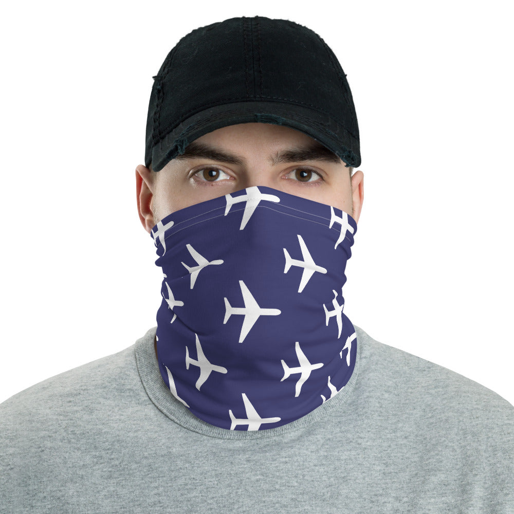 Blue Aviation Airplanes Face Mask Neck Gaiter - RadarContact