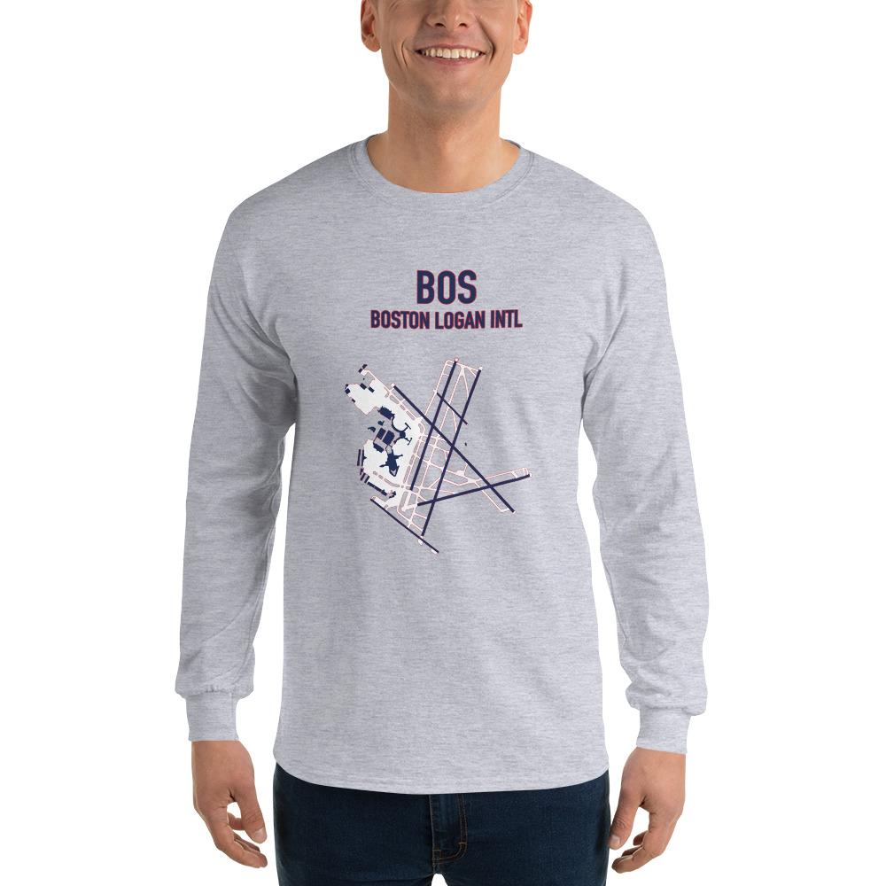 Boston Airport Code Long Sleeve Shirt (Redsox and Patriots Colors) - RadarContact