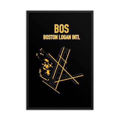 Boston Airport Code Framed Poster (Bruins Colors) - RadarContact