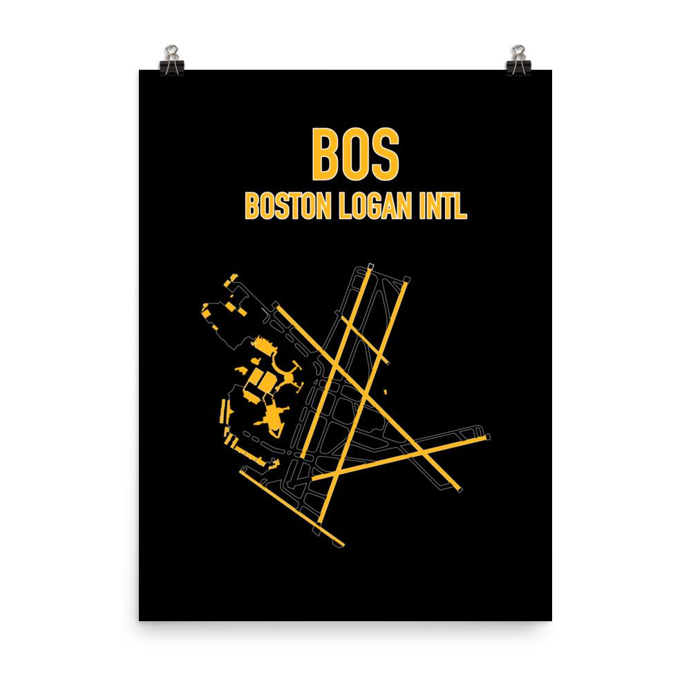 Boston Airport Code Poster (Bruins Colors) - RadarContact