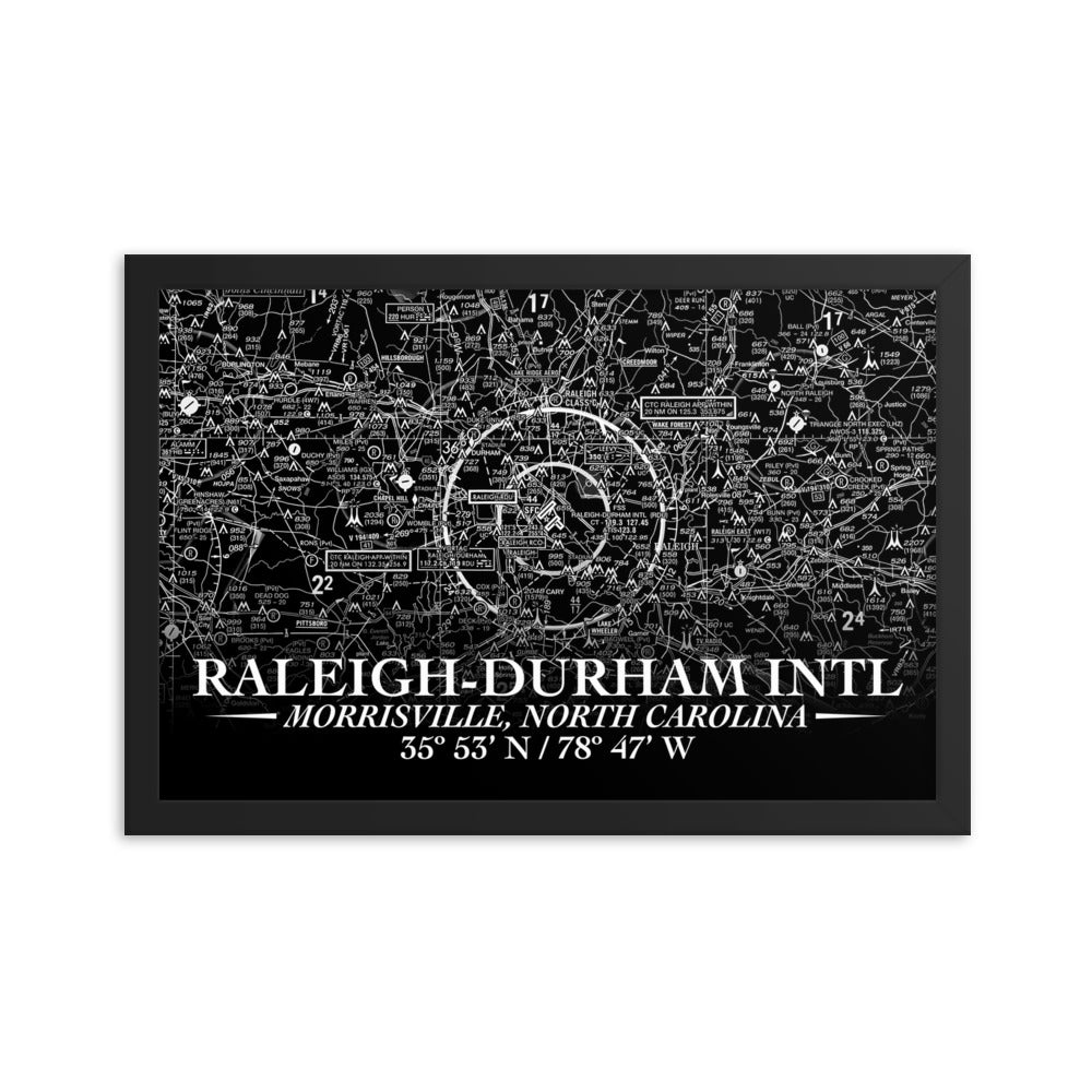 Raleigh-Durham Sectional Framed Poster (Inverted) - RadarContact