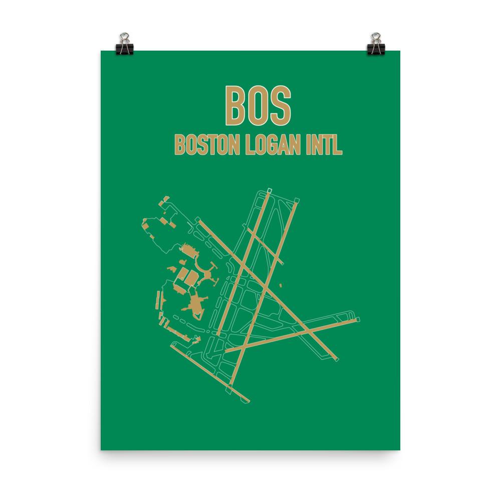 Boston Airport Code Poster (Celtics Colors) - RadarContact