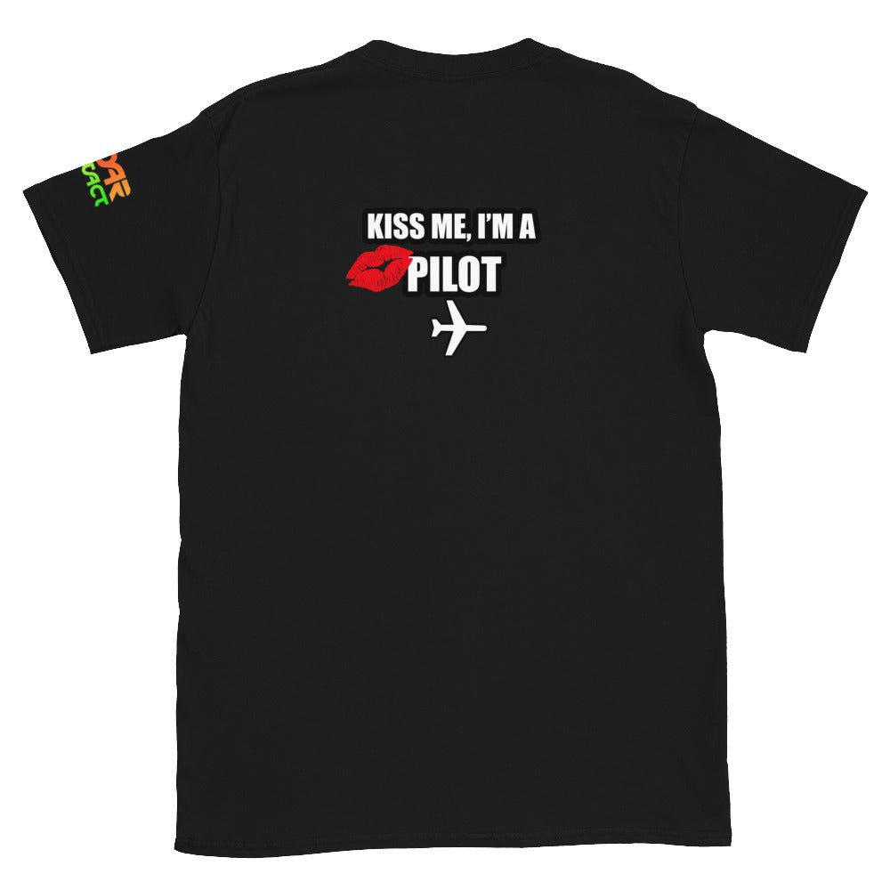 Kiss Me I'm a Pilot Unisex T-Shirt Back Printed Red Lips - RadarContact