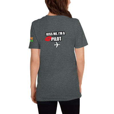 Kiss Me I'm a Pilot Unisex T-Shirt Back Printed Red Lips - RadarContact